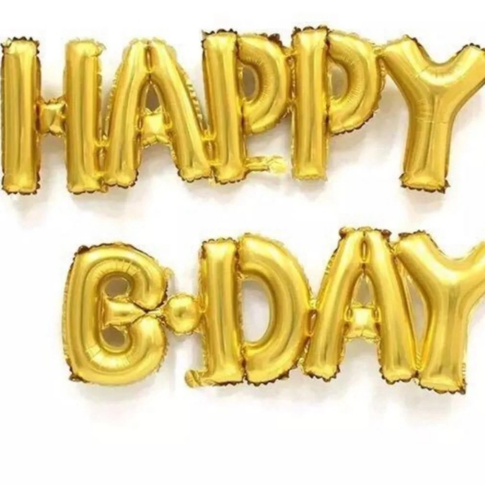 4 Packs HAPPY B DAY GOLD Air-Filled Decoration